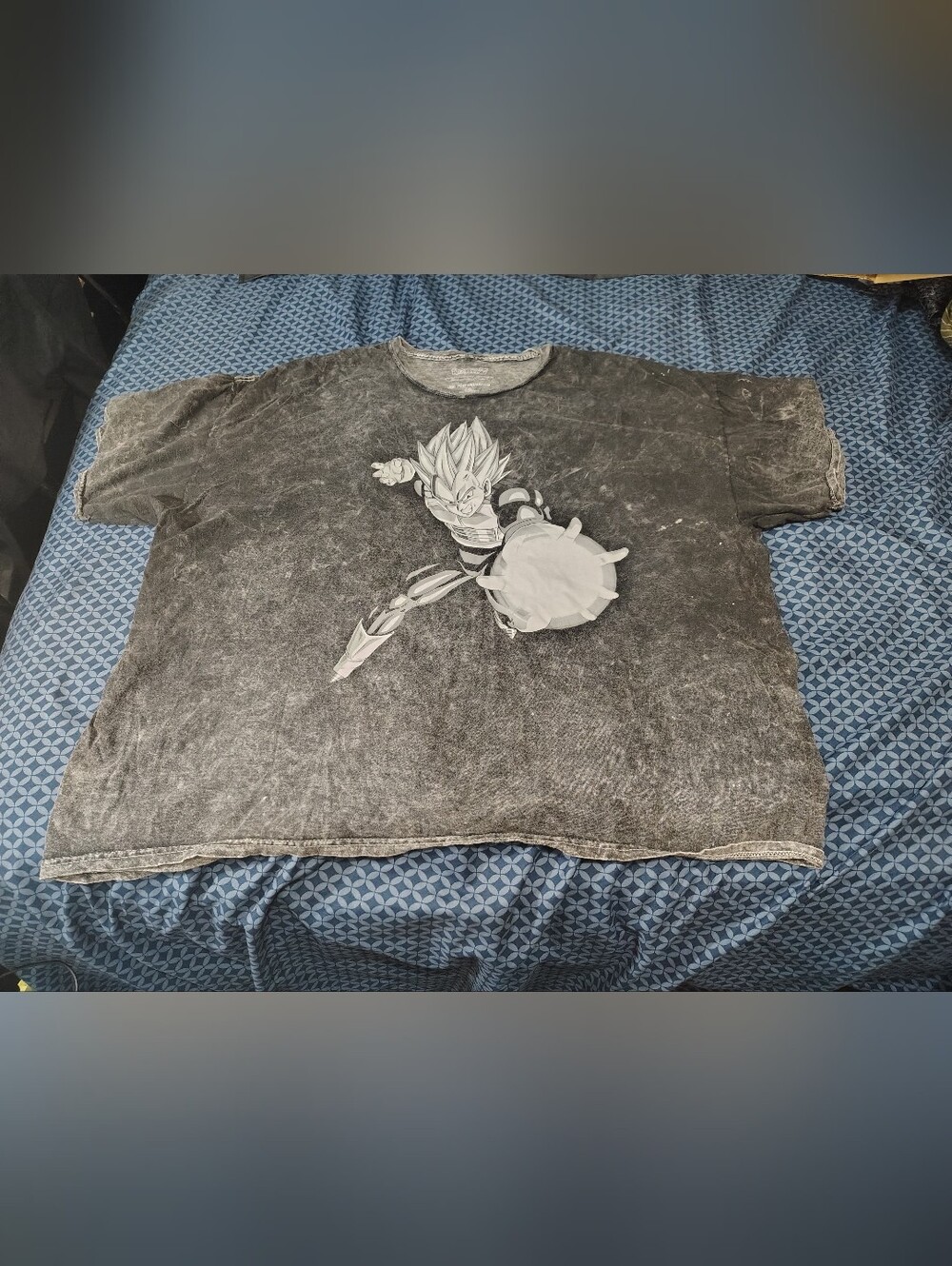 Dragon Ball Z T-Shirt featuring a bold grayscale graphic of Vegeta